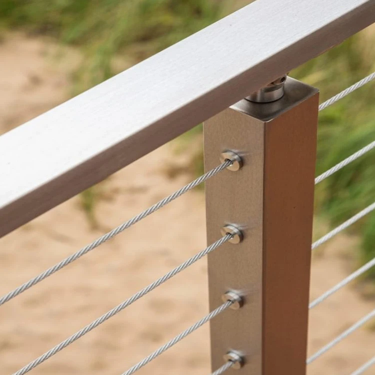 EKOO Cable Railing Deck Side Mounted Post Square Brushed 36'x2'x2' Stainless Steel Pre-Drilled for Veranda Balcony Railing