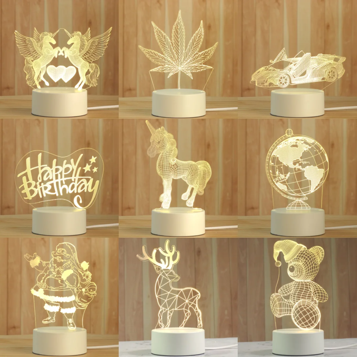 3D USB Charging Night Lamp  Color Changing Room Decoration 3D Led Night Lights