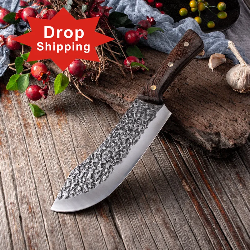 7 inch High quality handmade high carbon steel wenge wood handle  Sharp kitchen chef professional Skinning Slaughter knife