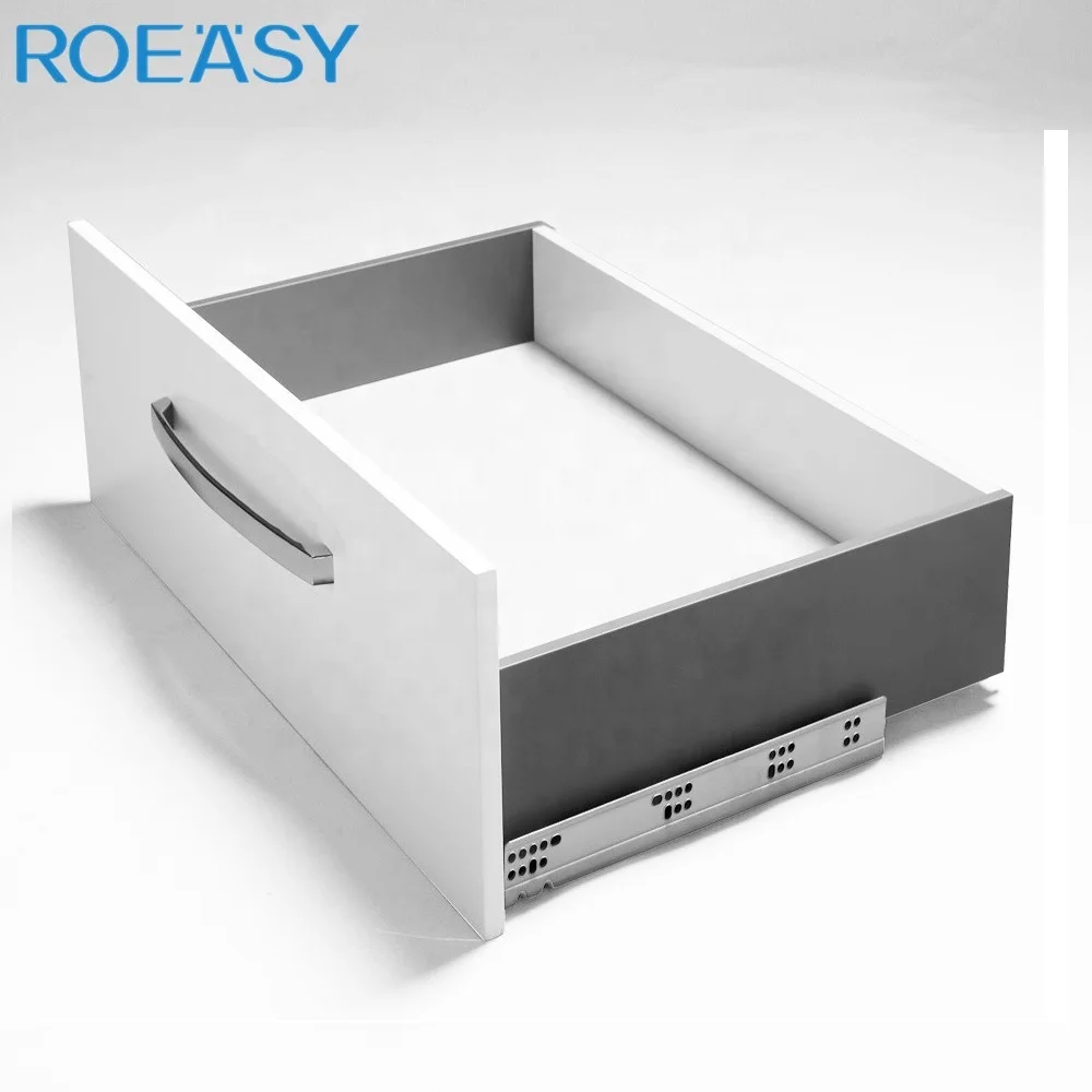 Roeasy Hot Drawer Slide Metal Box Furniture Kitchen  Soft Close Metal Drawer Slide Box With Rails Drawer System