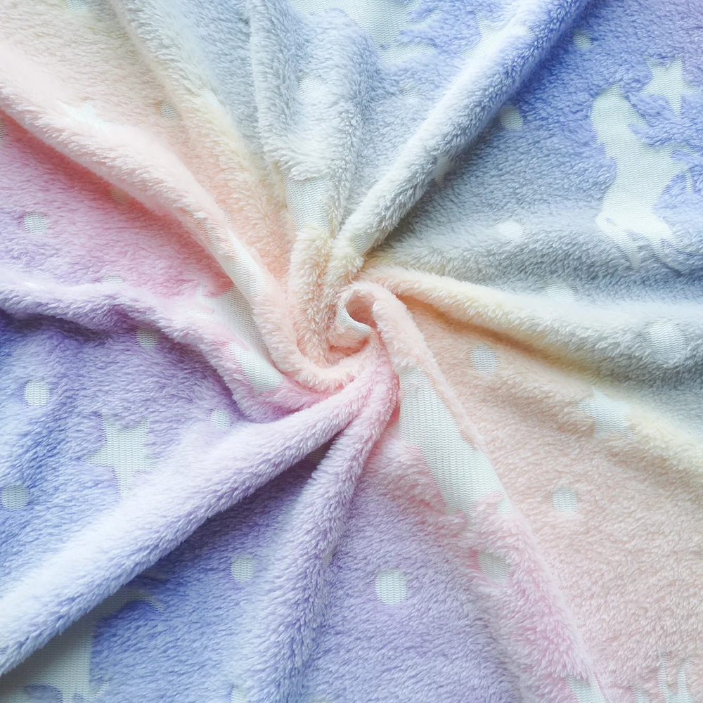 Luminous Blanket Magic Rainbow Glow In The Dark Super Soft Plush Night Fluorescent Blanket Gift for Kids