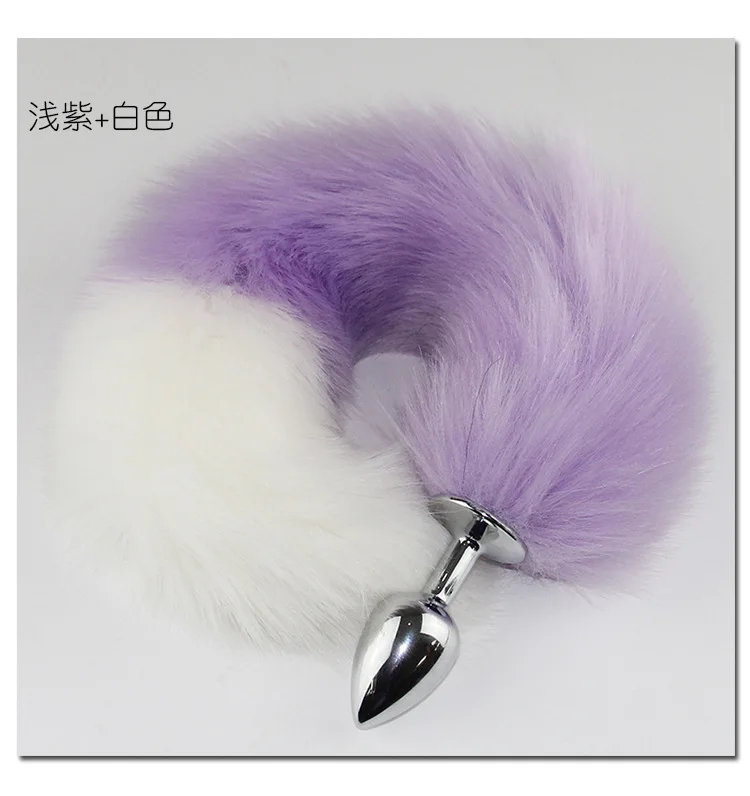Direct Factory Colorful Pink Black Purple White Alan Lock Butt Plug Fox Tail Anal Plug with Mixed Colors