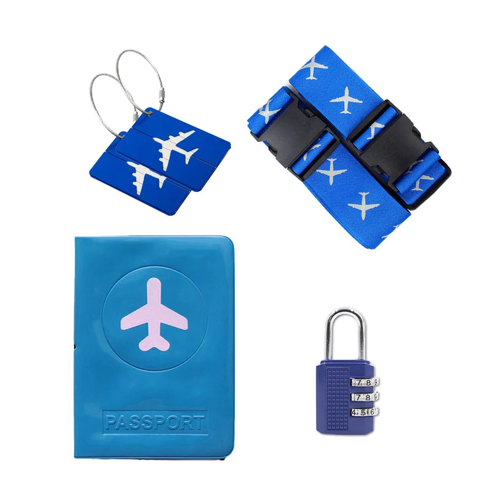 Hot sale Adjustable Suitcase Belts Combine Lock Passport Cover Luggage Tags Travel Suitcase Tags with Name ID Card Travel kit