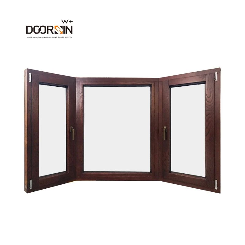 New Style Popular Hurricane Casement Windows Sound Proof and Energy Saving Triple Galzed Large Bay Wooden & Aluminium Window