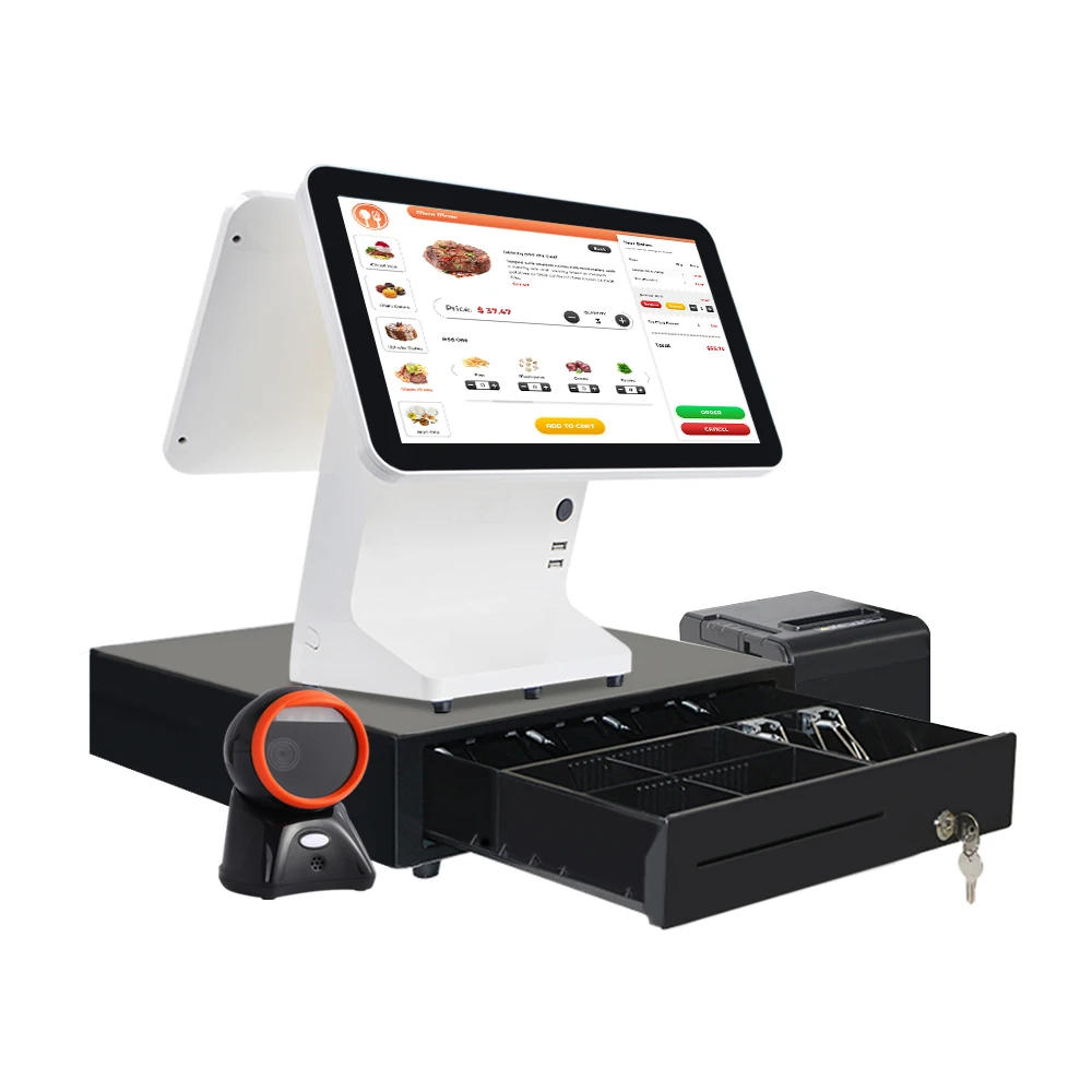 Factory Supply Online wifi or USB link Metal shell retail POS system machine for store