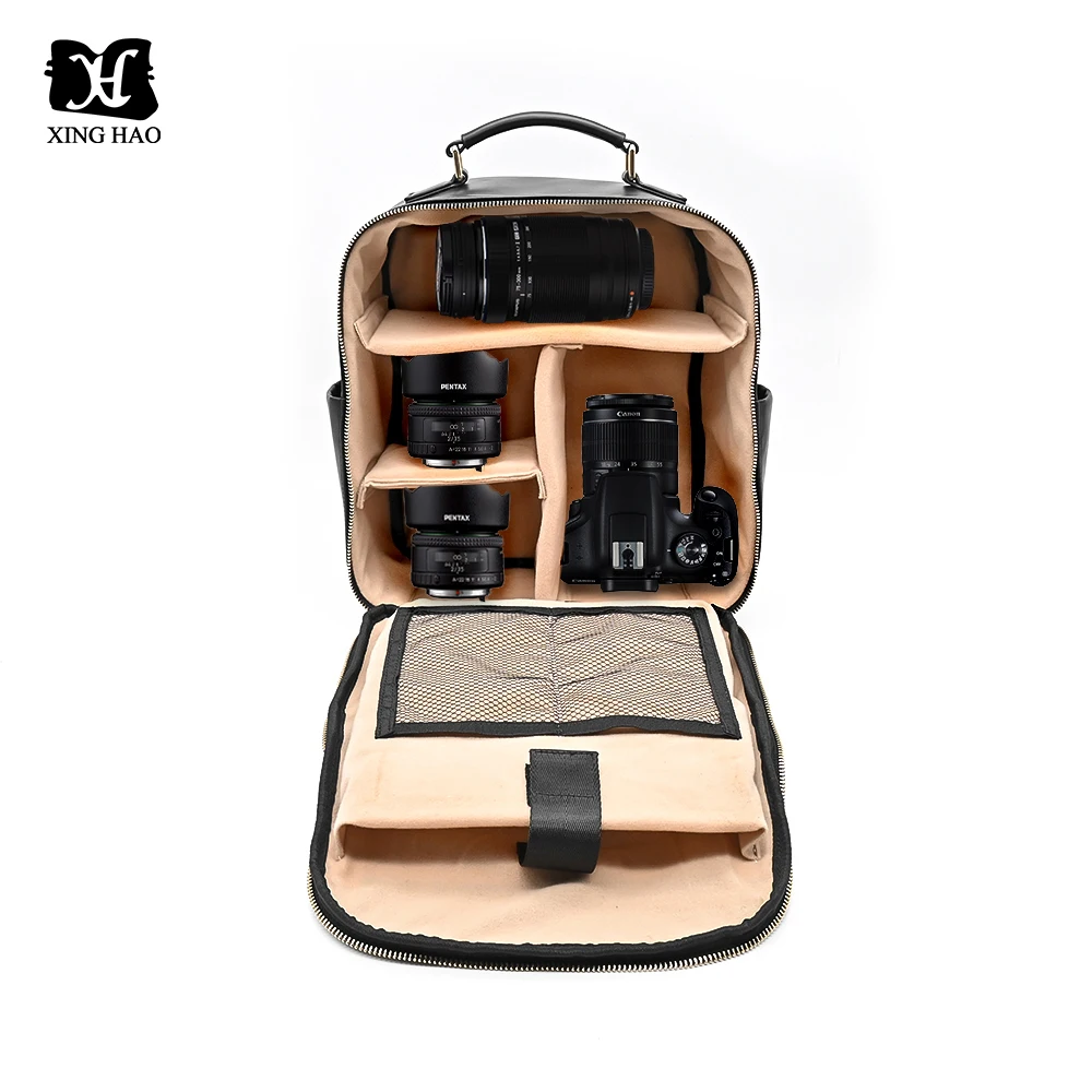 Customized professional dslr slr mirrorless photography digital gear digital gear camera backpack bag leather bags for camera