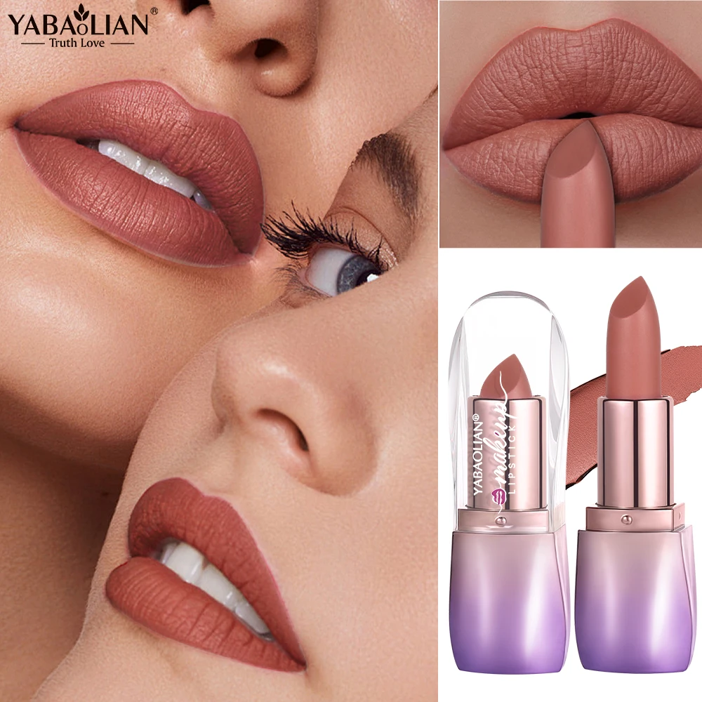 6 Colors Matte Nude Lipstick & Lip Gloss Tube Waterproof Moisturizing & Long Lasting Highly Pigmented Makeup
