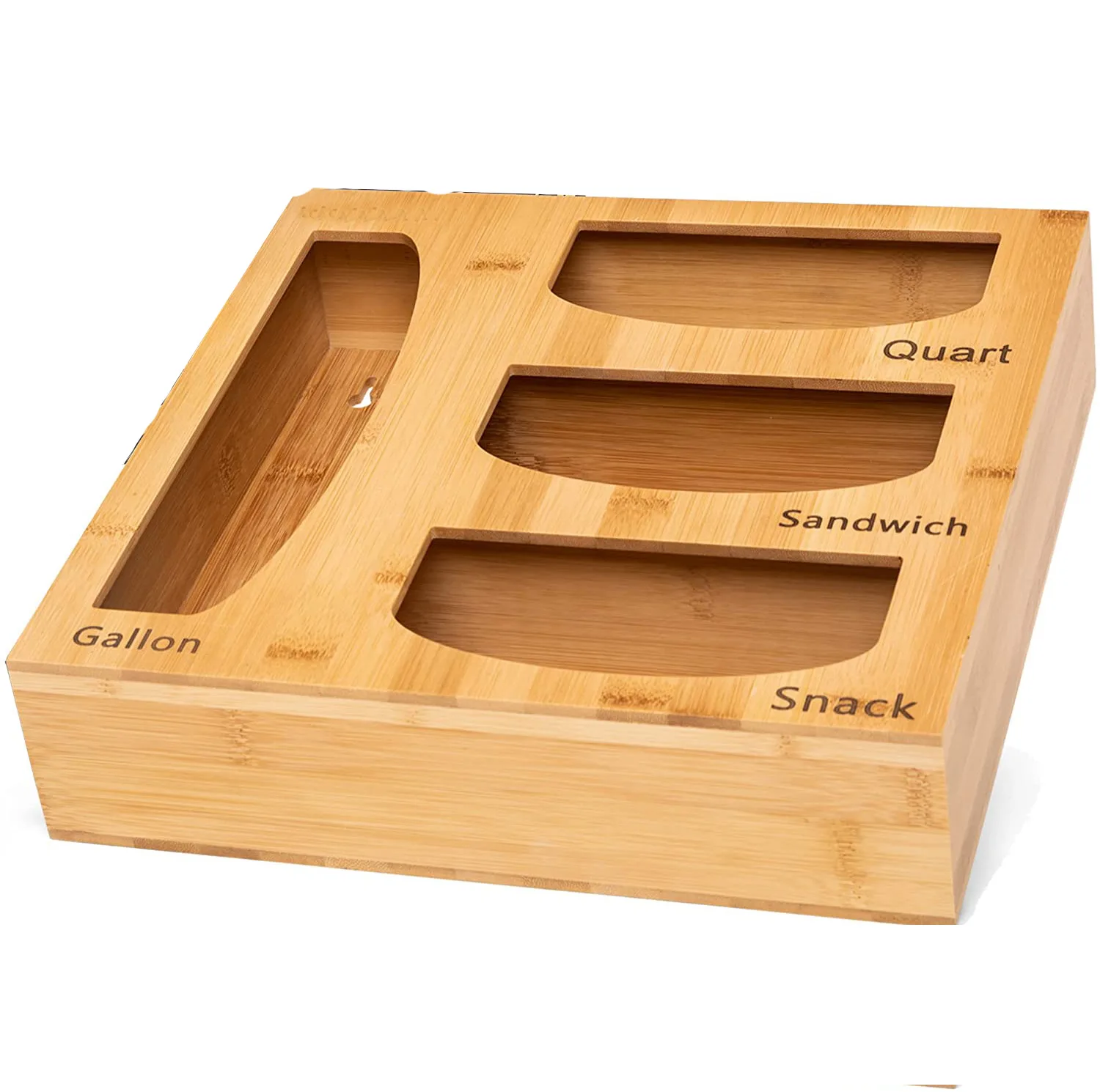 Aluminum Foil and Wax Bamboo Dispenser for Kitchen Storage Organization Holder Roll Natural Wrap Organizer with Cutter