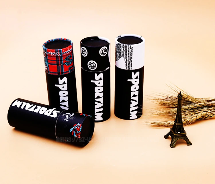 Black cardboard shipping box for dress tube cylinder gift mailer custom nail polish packaging