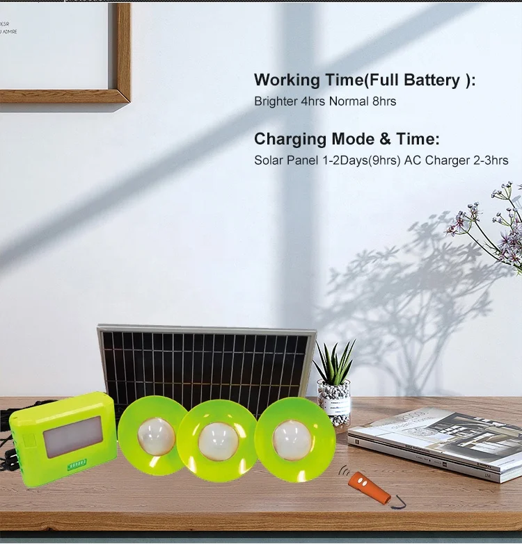 High Performance 4W/10V Polysilicon Panel Solar Light Kit With 5M Cable