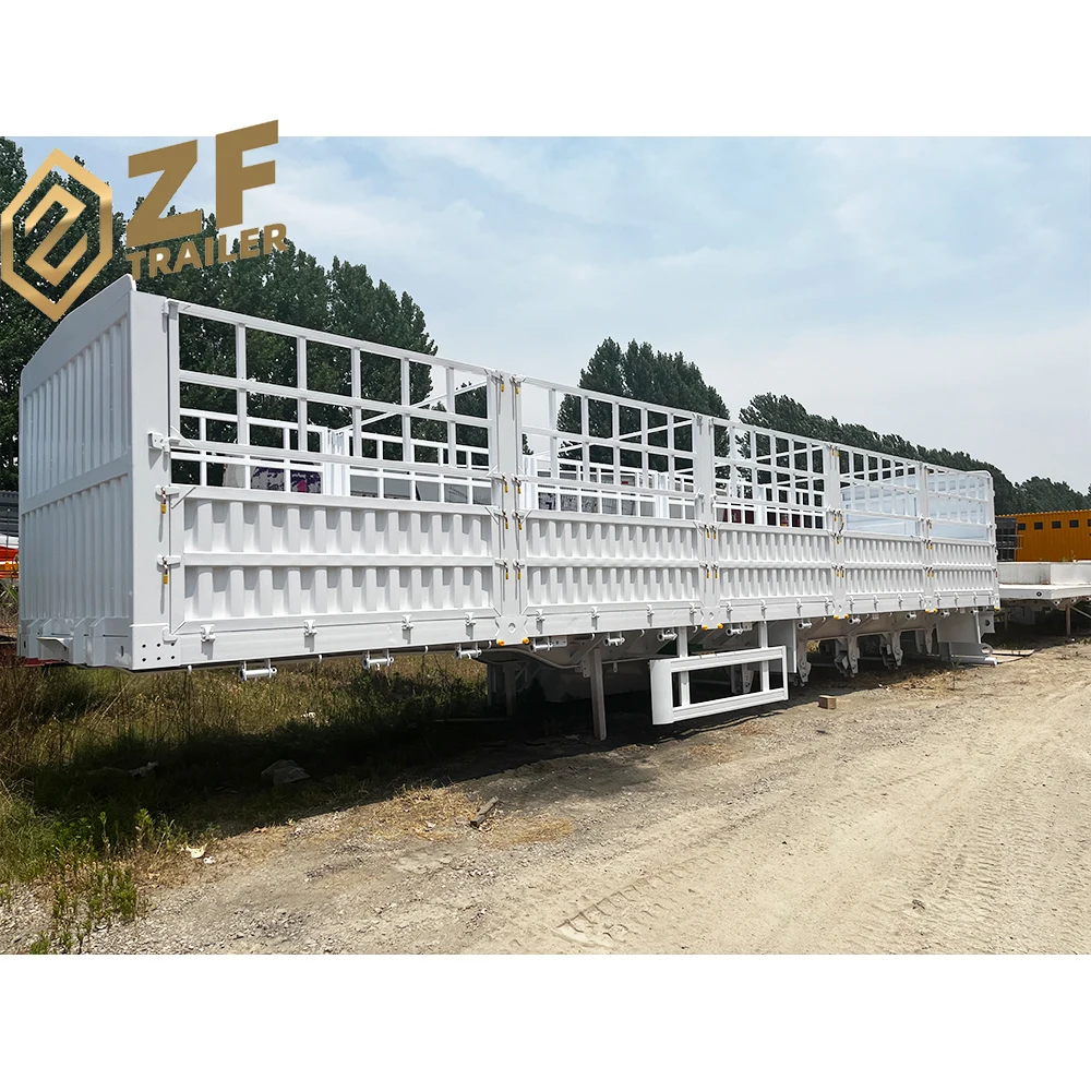 China Truck Trailer 40ft Container Transport Fence Semi Trailer Triaxle 60 Ton 50t Heavy Duty Cargo Semi Trailer for Sale