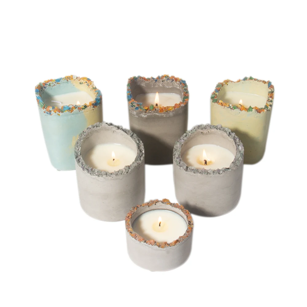 Wholesale Home Decoration Concrete Cylinder Candle Jars Candle Container Other Candle Holders Lanterns and Jar Collections