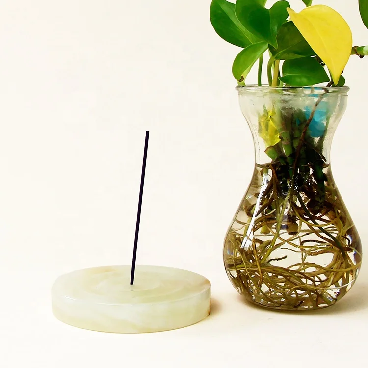 Home Decorative Quartz Carved Gemstone Natural Modern Custom Round Marble Stone Crystal Stick Incense Holder
