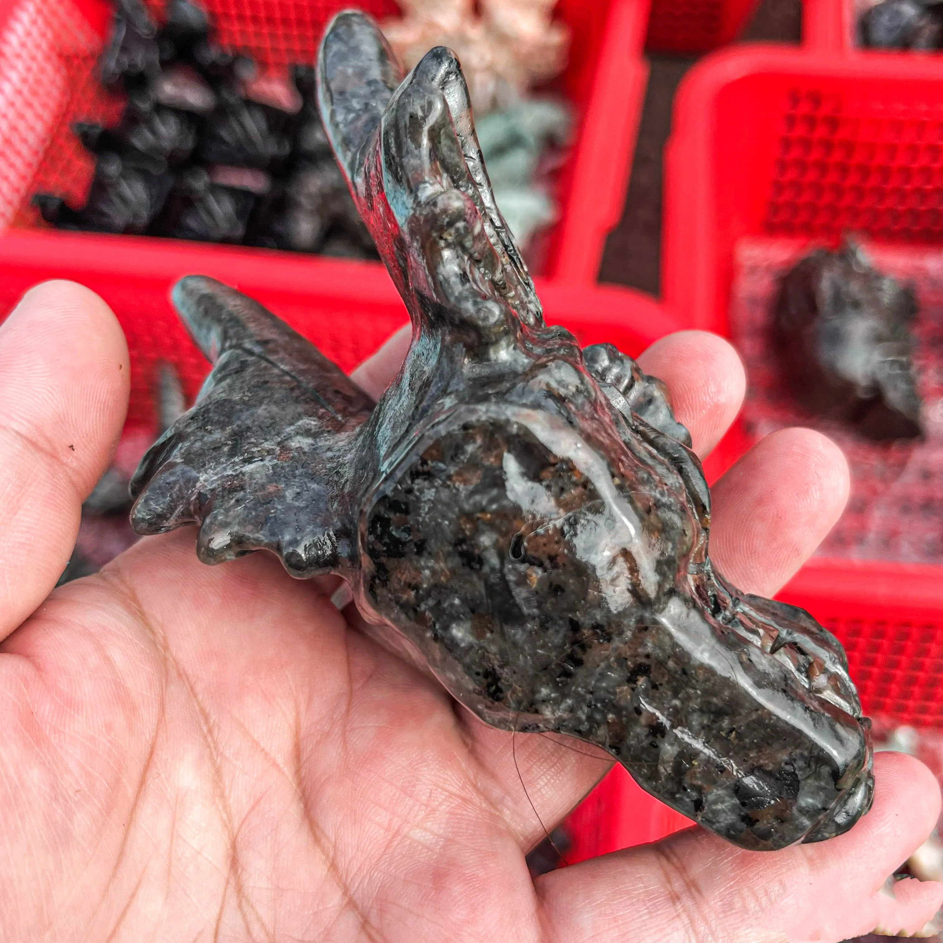 Dragon head Crystal Wholesale yooperlite Dragon head Crystal Hand Carved Crystal Crafts For Fengshui