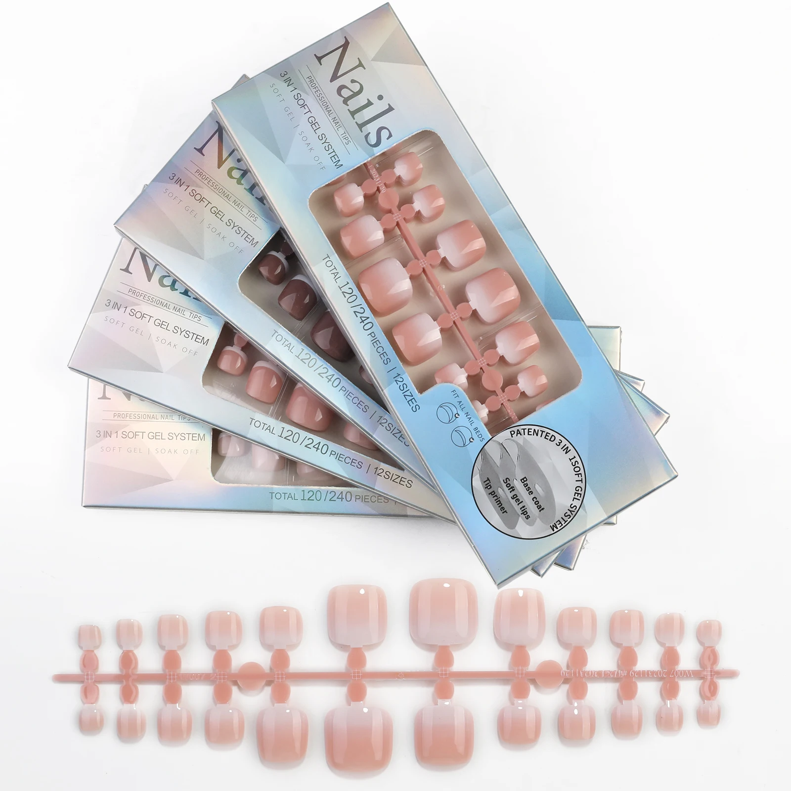 Misscheering 120Pcs False Toe Nail Tips Short Square Matte Clear Soft Artificial Toenail Extension Foot For Salon Pedicure Tools