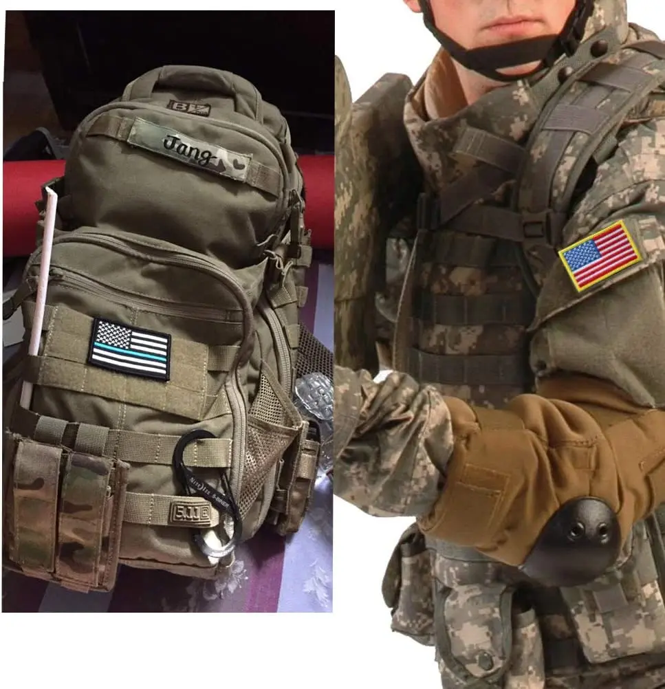 Bundle 12 pcs USA Flag Patch Hook & Loop Fastener Patch United States Embroidery Patches Set