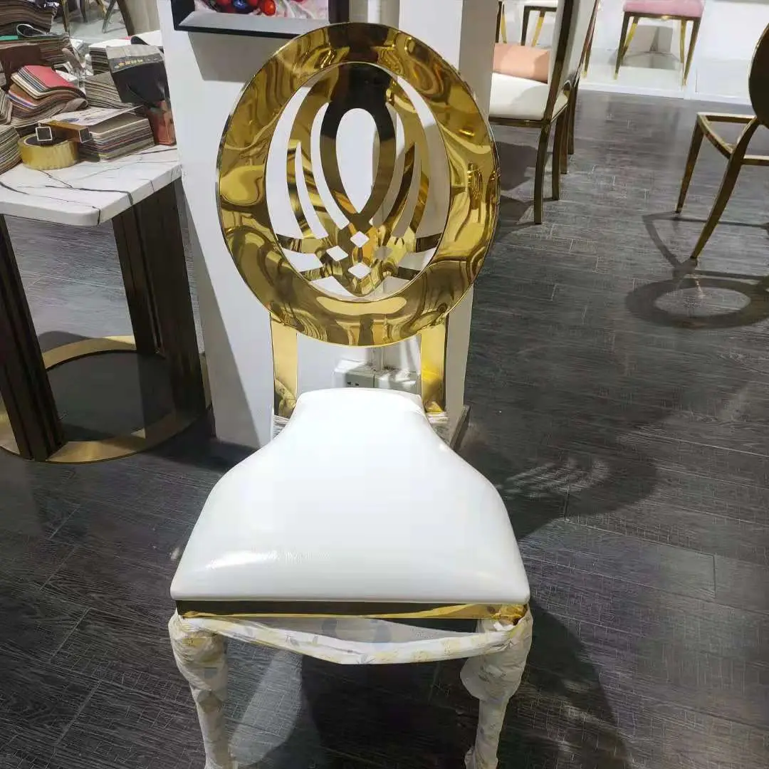 High Quality Gold Titanium Fabric Mid Century Dining Chairs for Hotel Use