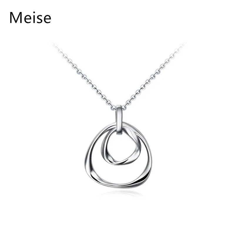 
Yiwu Meise Hammered Double Circle Pendant Necklace Entwined Circles stainless steel Jewelry Necklace 