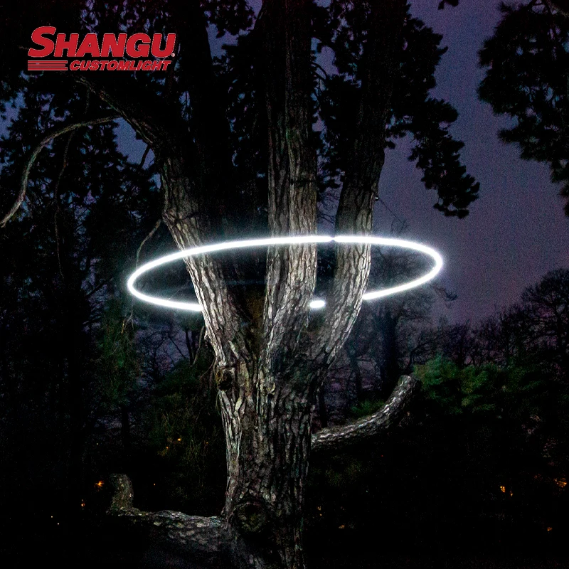 Outdoor Landscape Plants Decoration Ring Pendant Lamps Aluminum Seamless Design Forest Tree Hanging LED Rings Decorative Light