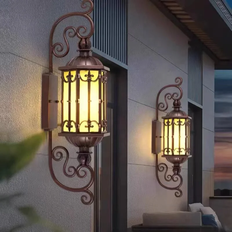 Large European classic outdoor LED wall lamp Ip65 waterproof outdoor home garden hotel corridor wall lamp