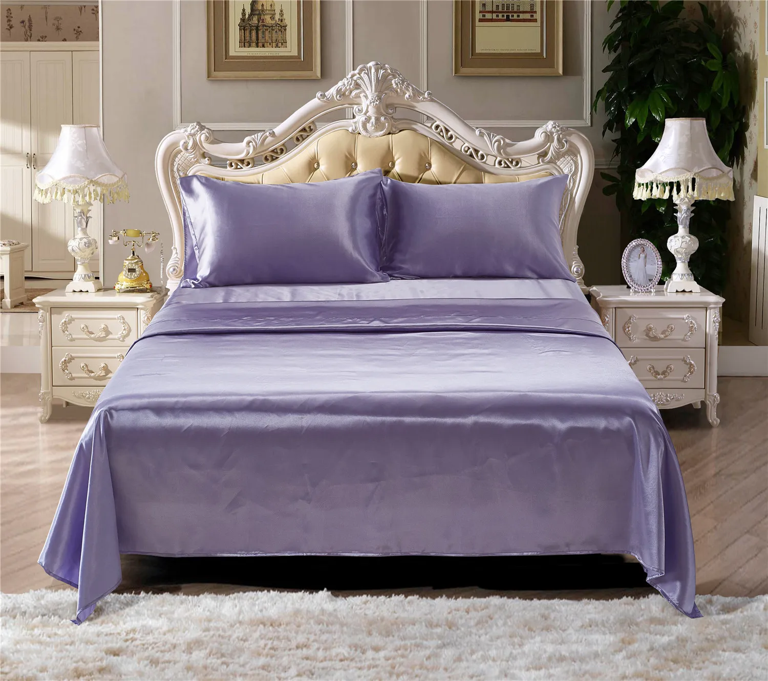 Hot Sale Silk logo color size customized Bedsheet Bed Sheet Set And Pillow Case Comforter Silks Bedding Set Cotton