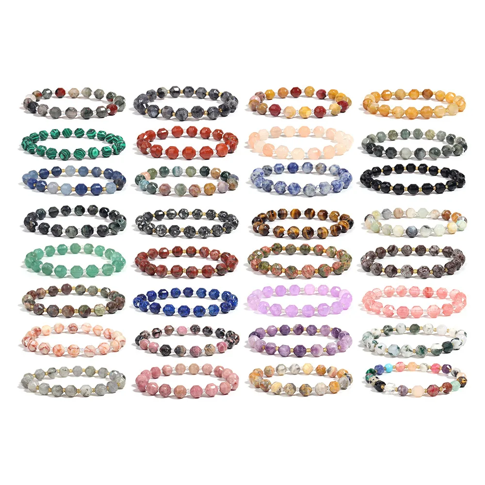 Wholesale Irregular Natural Amethyst Stone Beaded Bracelet for Unisex Fashion Classic Style Elastic Labradorite Stone Bracelet