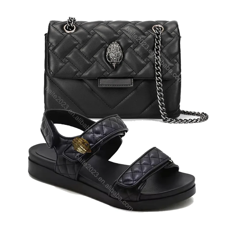Women Shopping Large Capacity Crossbody Purse And Shoes Sandal Set Designer PU Leather Rainbow Shoulder Handbags with Slipper