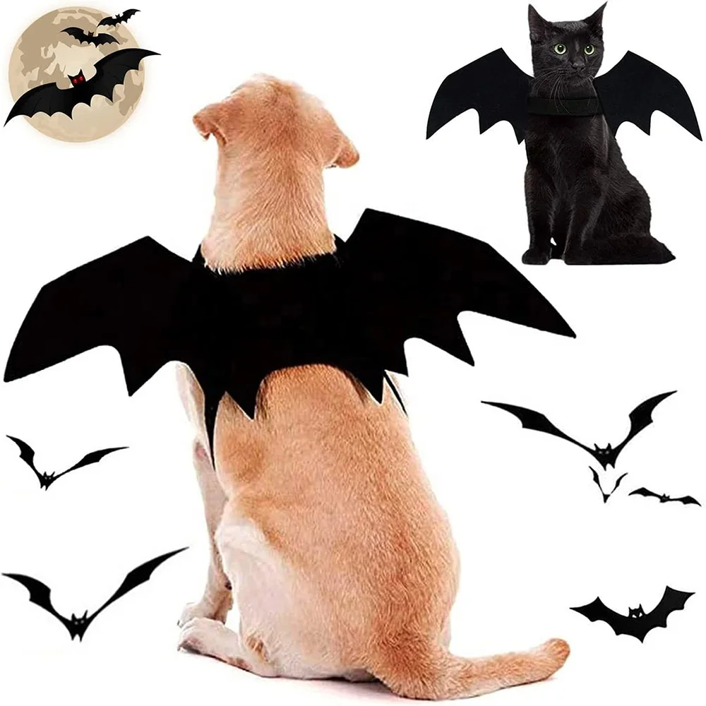 Custom black halloween pet costumes dog bat wings cosplay felt cat dog costume for party clothes