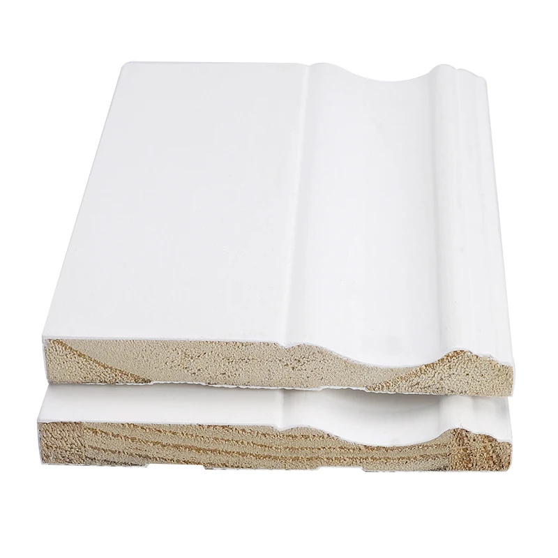 Popular White Primed Moulding Skirting Board Flooring Wood Baseboard