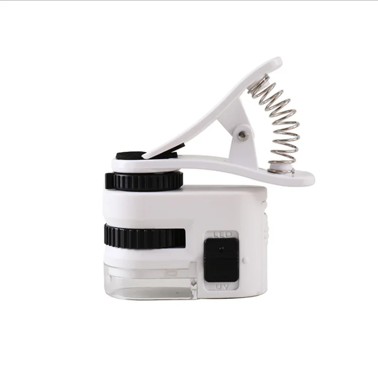 NEW USB Rechargeable Mini TB10-60X Jewelry Magnifier Loupe Pocket portable Microscope with LED UV Light and cellphone clip