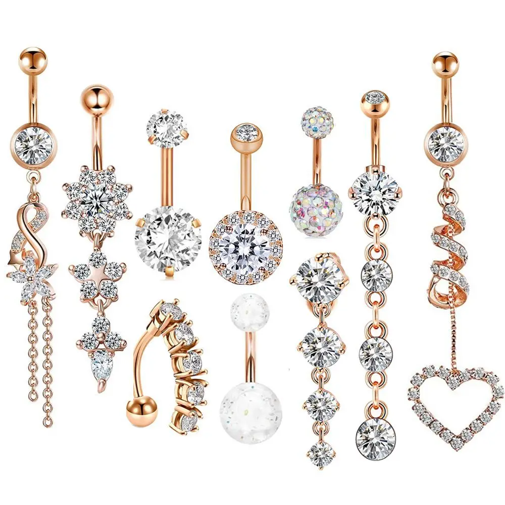 Wholesale navel button ringS medical surgery stainless steel circular barbell internal thread high quality piercing navel ring