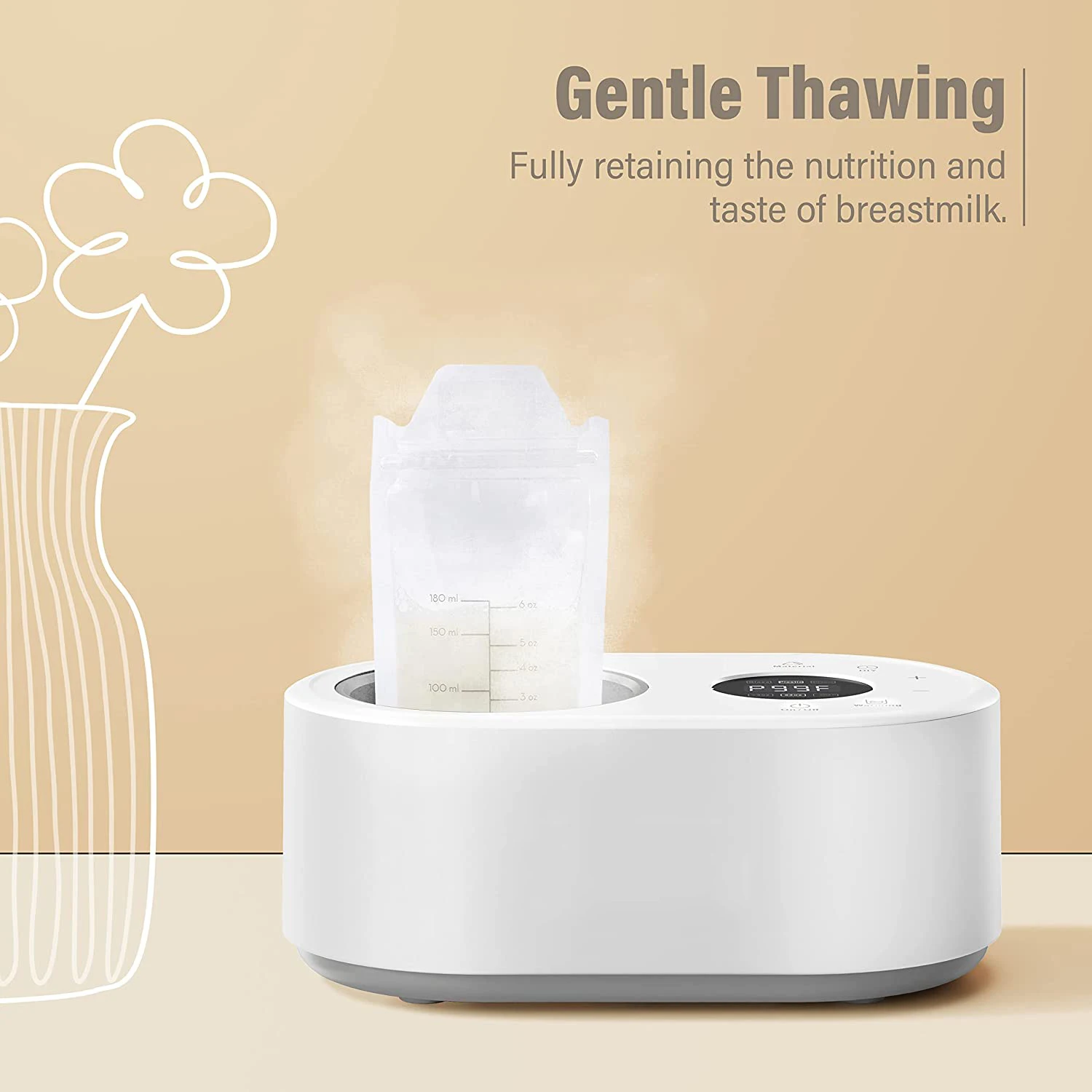 Wide diameter cabinet for all bottles water-free bottle warmer