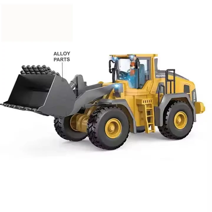 Remote Control 2.4G 1:20 Alloy Truck 9-Channel RC Loader Toy Bulldozer Engineering Vehicle for Boys Gift