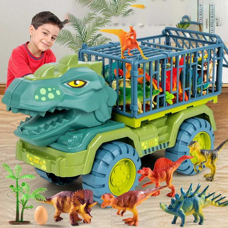 Large Free Wheel Dinosaur  Friction Dinosaur Transport Toy Truck Carrier Cars Vehicles Toy