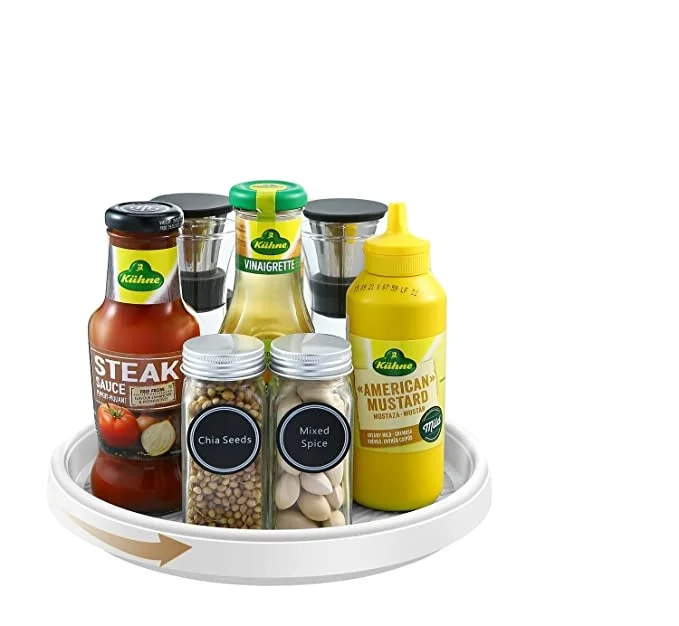 Non-skid Pantry Cabinet Spice Rack Plastic Lazy Susan Storage Holders&Racks