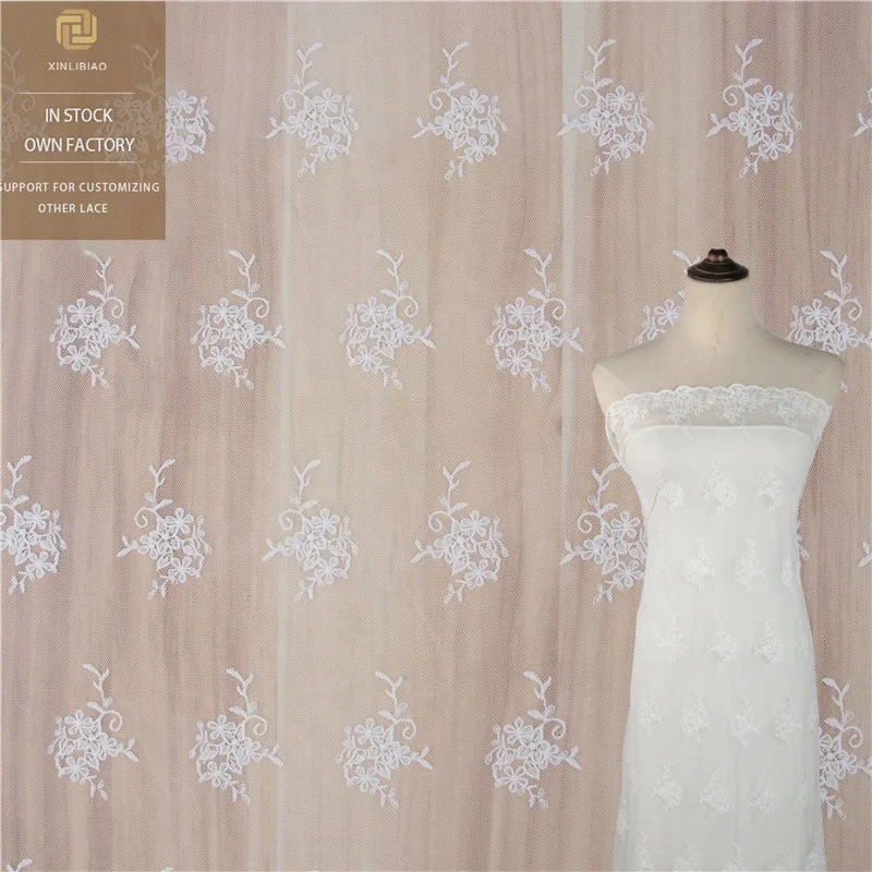 Milk Silk Full Lace Fabric Water-Soluble French Lace Embroidery Elegant and Durable Material