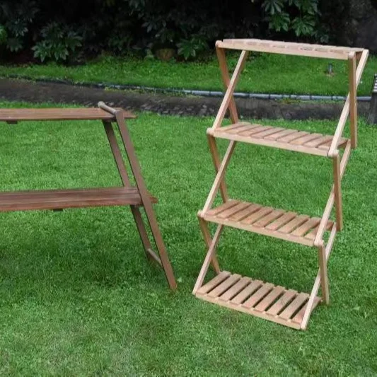 Naturtravel  adjustable furniture good quality nice bamboo home fashion folding shelf storage rack 4 layer for household