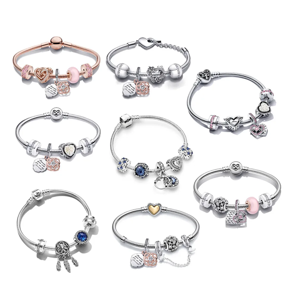 Тайская фабрика оптом оригинальный 925 стерлингового серебра женский браслет с подвесками подходит для Pandora 925 Plata прекрасные украшения