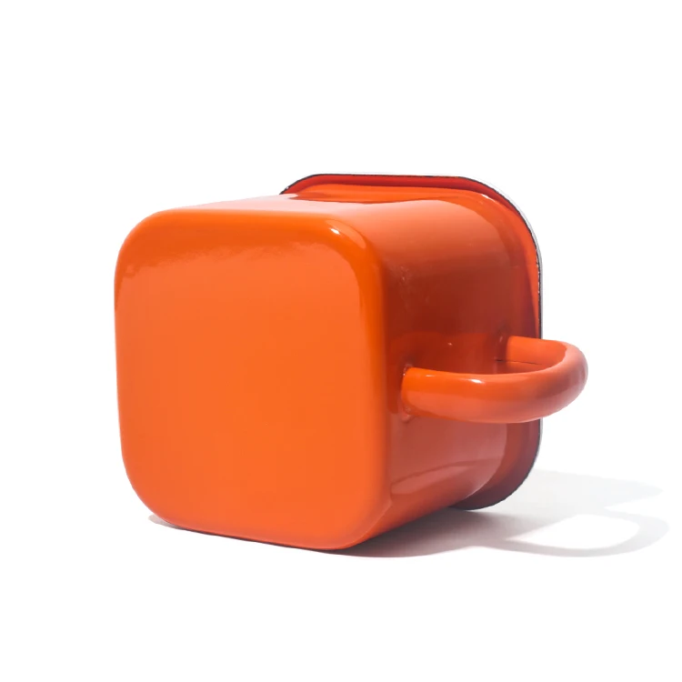 Square Storage Box Enamel Container Milk Pot With Silicone Lid