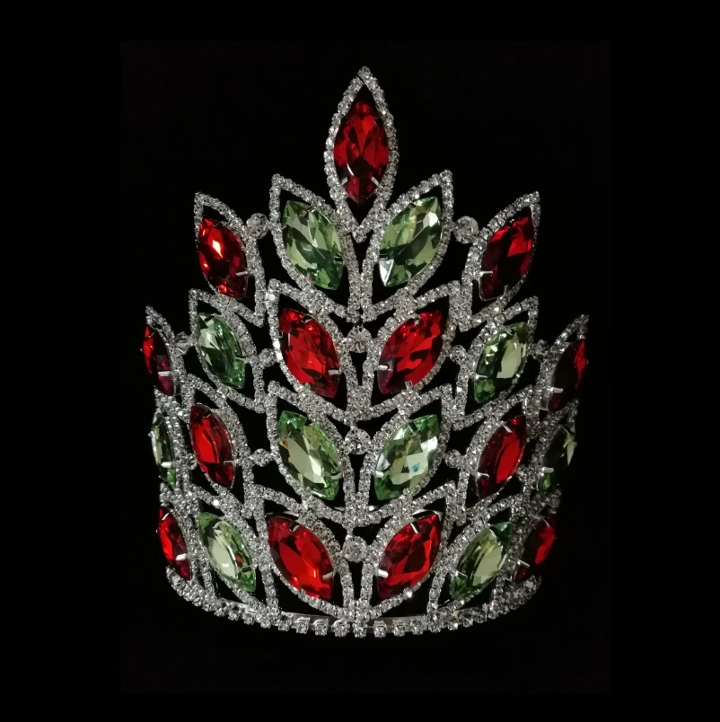 Red Large Crown Tall 8 Inch Pageant Crown For Queen