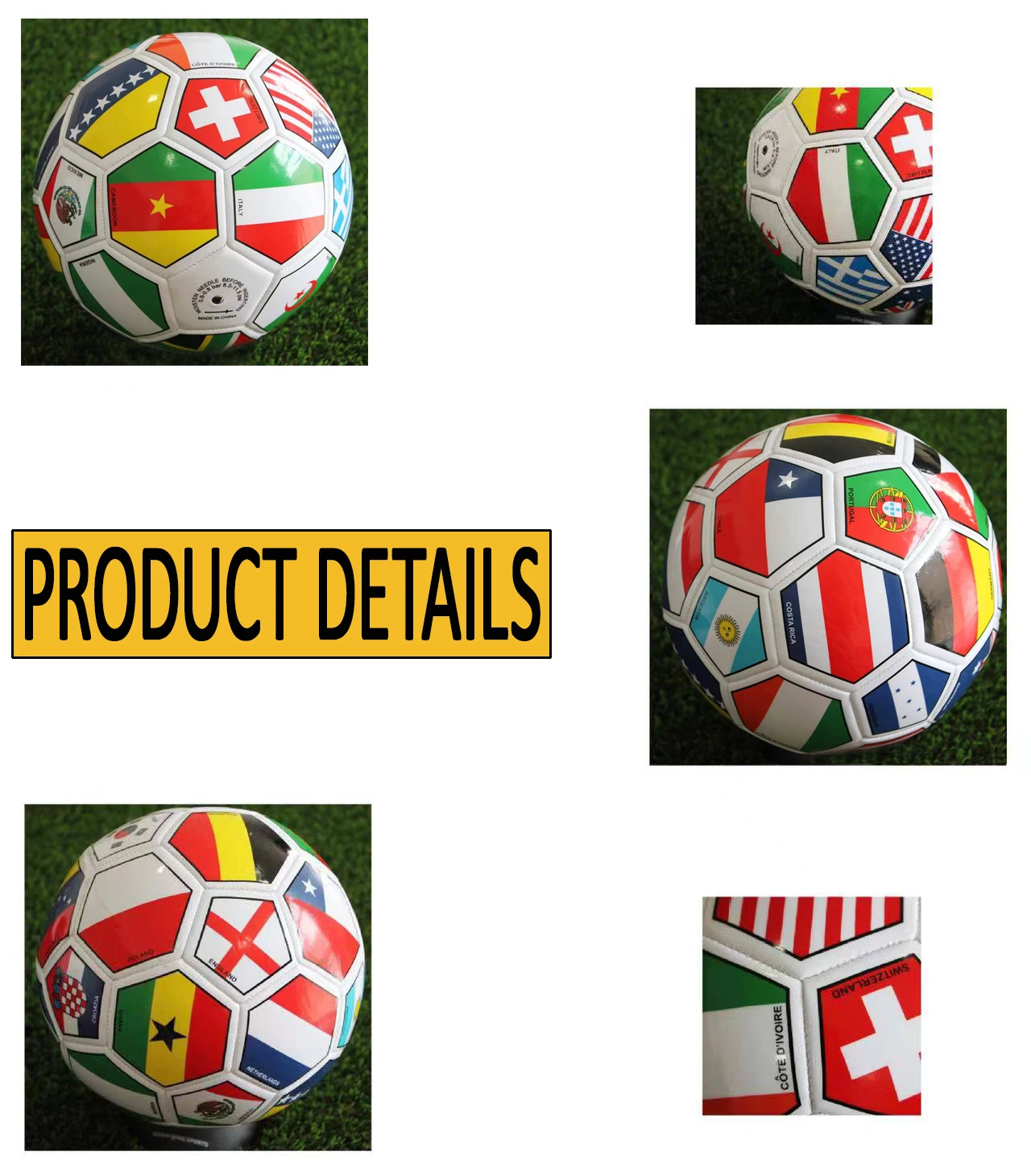 2022 Stock PVC leather machine stitched country flag soccer ball official size 5 football ball pelota de futbol
