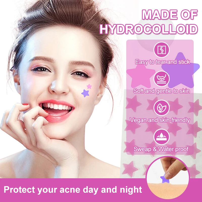 Private Label Box Skin Care Easy Peel 36 Patches Star Heart Face Hydrocolloid Acne Pimple Patch for Face