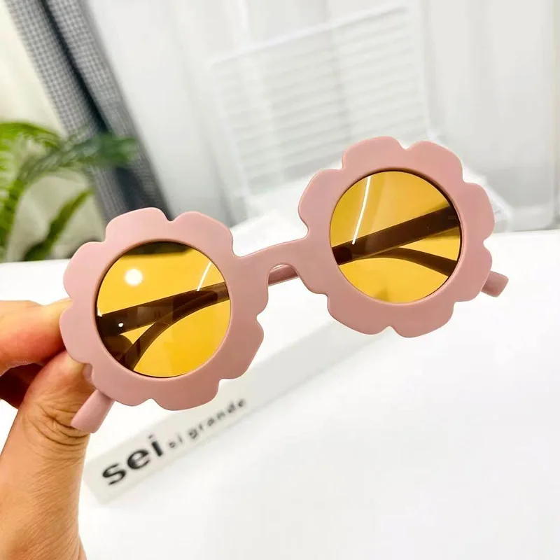 TY0879 Summer Cute Toys Children Sunflower Sun Glasses Frosted Boys Eeywear Anti-UV Protection Reflective Beach Kids Sunglasses