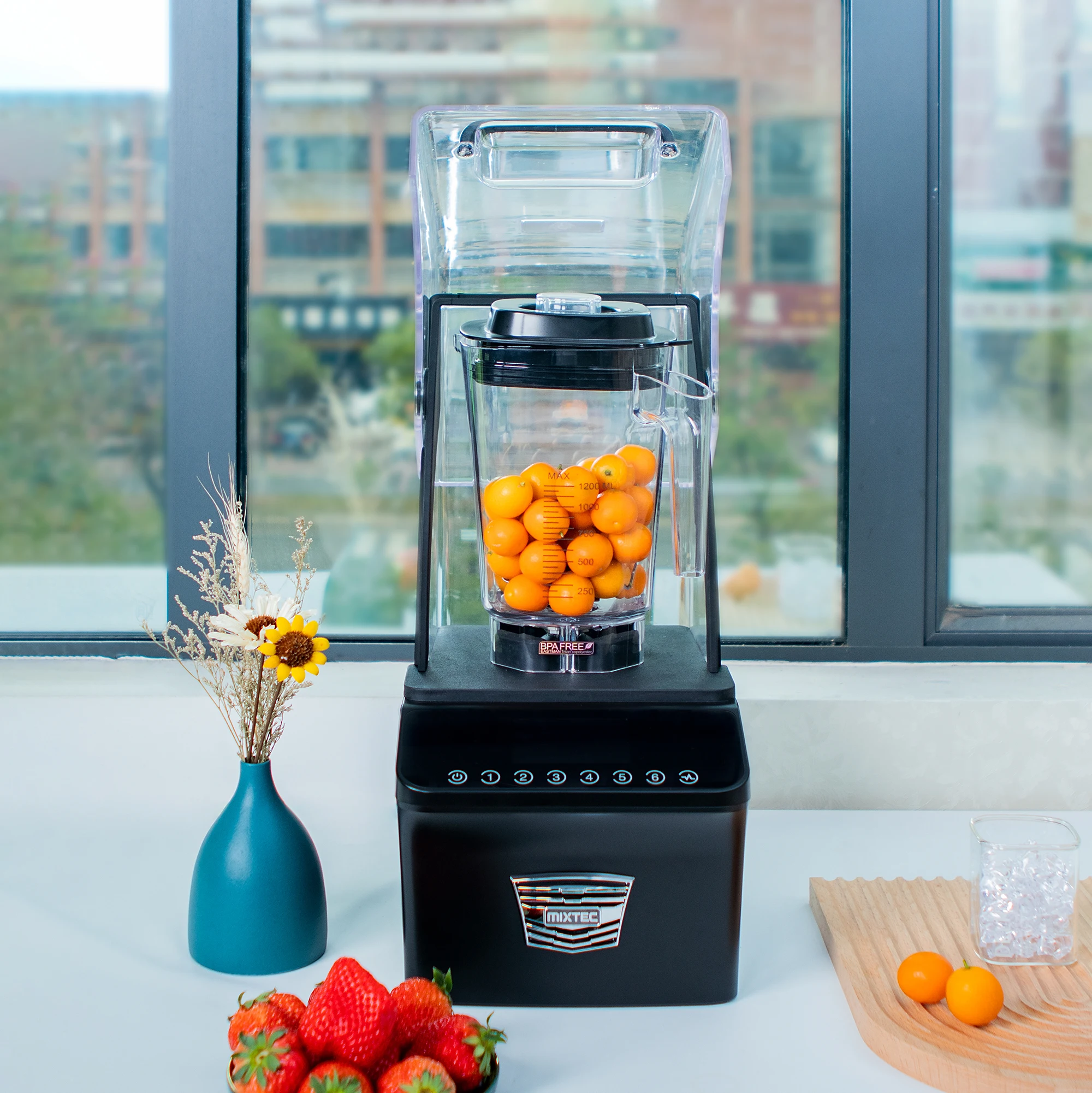 Сверхмощный коммерческий блендер тихий Низкошумный для смузи и миксер со звуковой