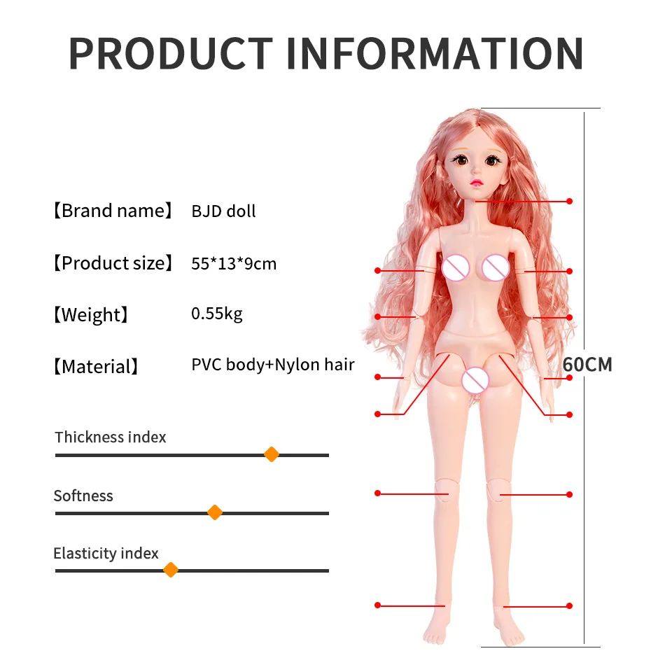 Factory Wholesale High Quality Fashion Plastic 60cm Princess Doll Multi-jointed Movable Doll