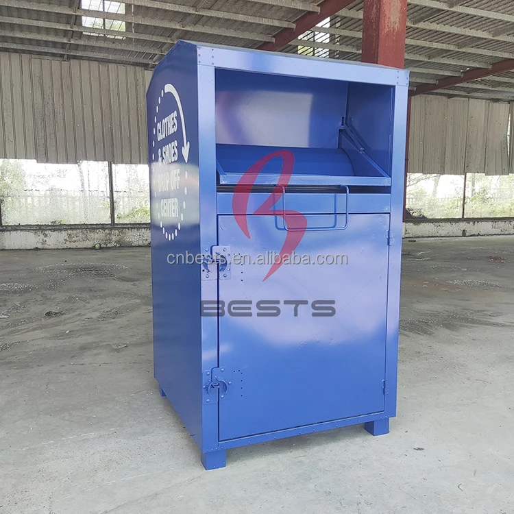 New arrival clothing donation bin large metal donation bin clothes drop boxes
