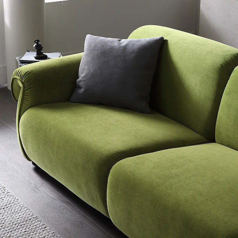 French Cream Style Fabric Sofa, Living Room, Modern Small House, Straight Row Velvet Designer