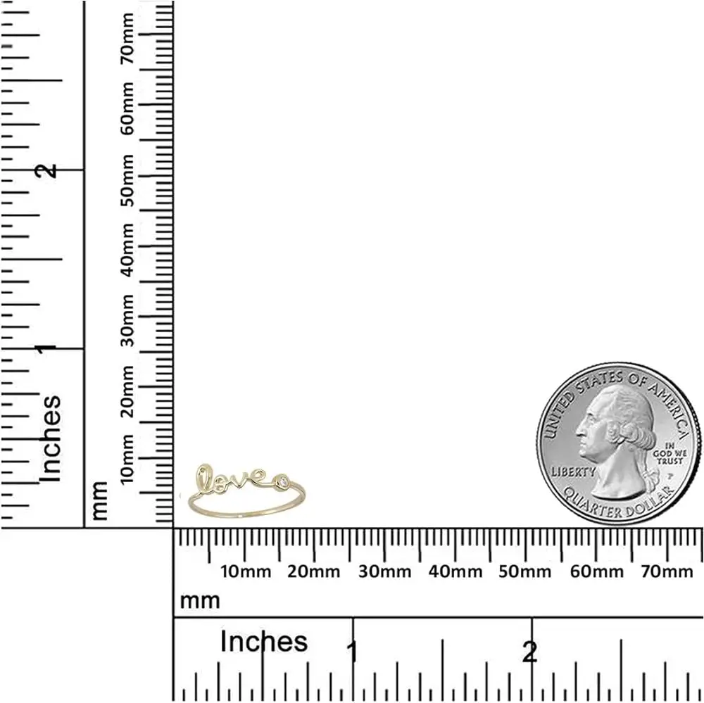 10K Yellow Gold LOVE HOPE Ring with Bezel Simulated Diamond CZ