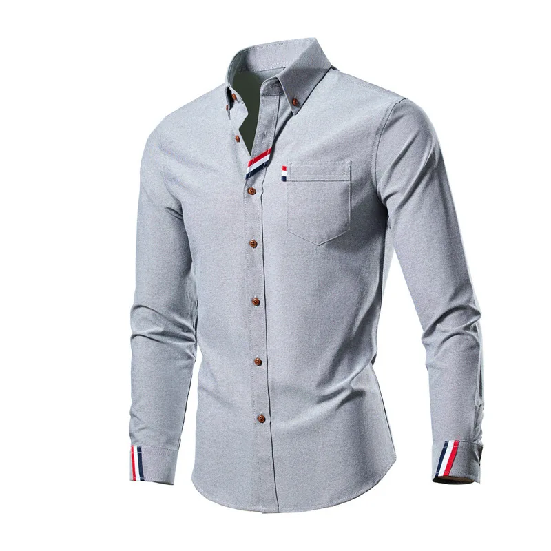 Wholesale Oxford Shirts Men Cotton Long Sleeve Dress Shirt Slim Fit Fashion Blouse Dress Shirts For Men Clothing