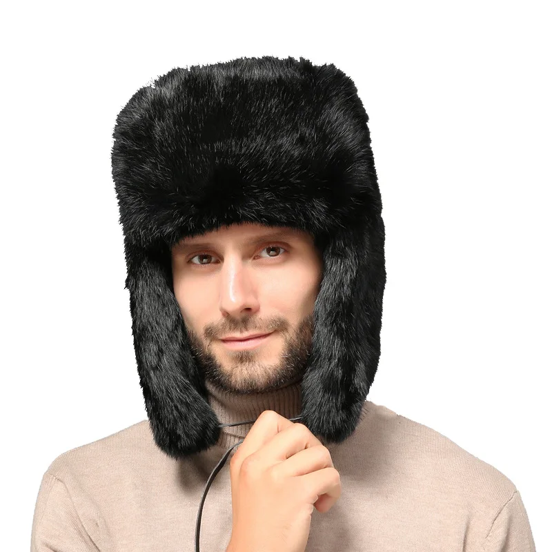 Windproof Warm Russian Hat Winter Fur Hat Earflap Winter Fur Hats for men
